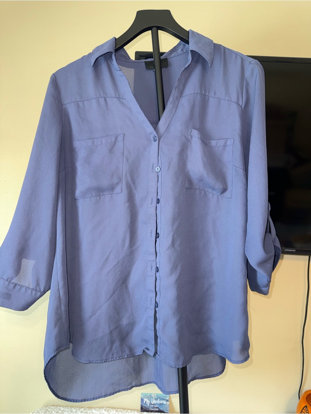 Light Blue womens Button-Up Shirt